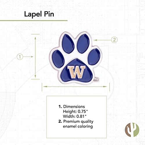 Image of Desert Cactus University of Washington Lapel Pin UW Huskies Made of Metal for Formal Wear, Bag and Hat Jewelry, and Tie Tack