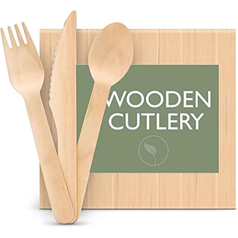 Eco-Friendly 300-Piece Wooden Cutlery Set Cover