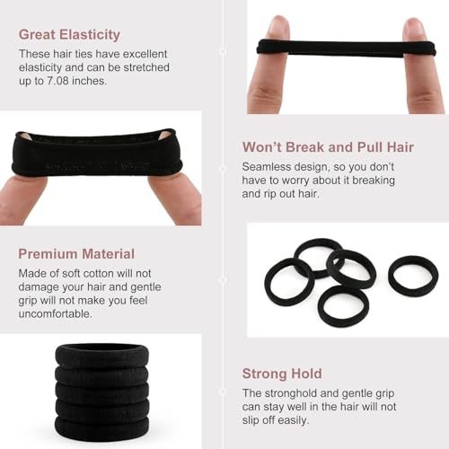 Image of Bessrung 100PCS Seamless Thick Elastic Hair Ties No Damage for Women Girls | Natural Color Hair Elastics, Stretchy Hair Bands, Soft Ponytail Holders for Thick & Thin Hair, Hair Accessories for Daily Use
