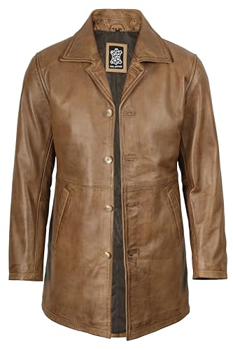 Image of fjackets Men's Leather Coat - Real Lambskin 3 /4 Length Long Jacket | Carcoat Style Outerwear