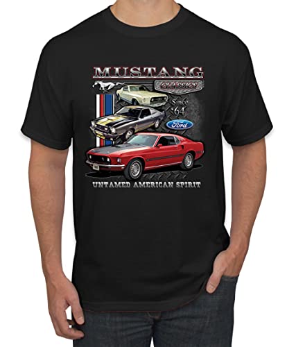 Ford Mustang Classics Untamed American Spirit Cars and Trucks Men's Graphic T-Shirt,...
