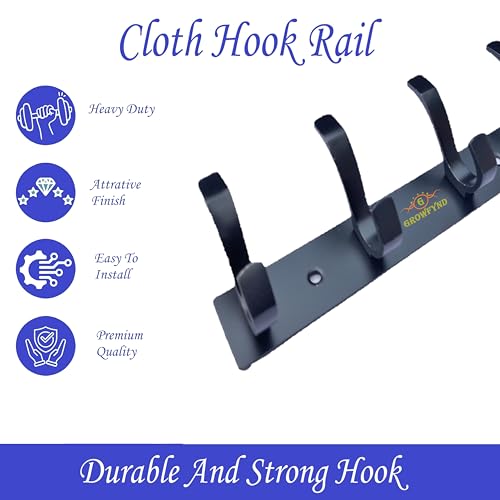 Image of Heavy Duty S Type Stainless Steel Cloth Hanger Suitable for Bathroom Bedroom Kitchen Wall Hook Rail Hanging Scarf Coat Keys Tie Towel Door Robe (Pack of 2, 8 Pin Black)