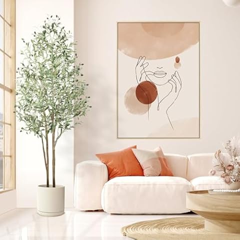Alupssuc 6ft Faux Olive Tree, Artificial Olive Trees Indoor with Natural Wood Trunk & Lifelike Fruits, Fake Olive Tree with White Planter for Home Balcony Office Garden Room Decor Gift, 6 Feet, 72 in Cover