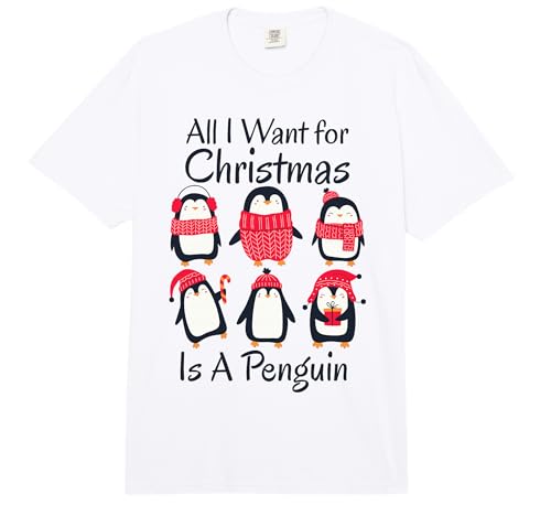 All I Want for Christmas is A Penguin Xmas Funny Animal Comfort Colors Adult Heavyweight T-Shirt