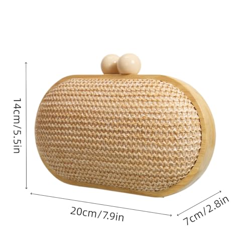 Image of UMREN Straw Clutch Handbags Women Beach Crossbody Hand-woven Summer Purse Wallet Top handle Evening Bag for Wedding Party