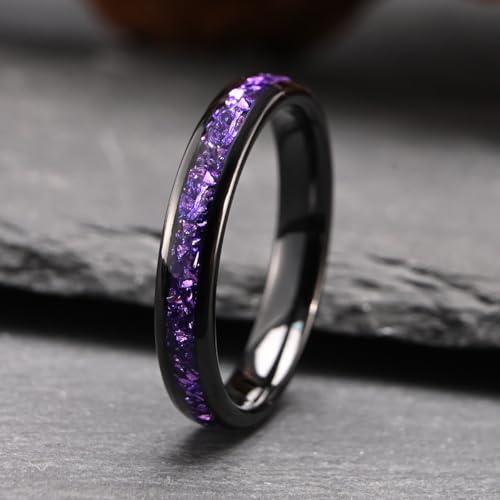 Tungsten Carbide Rings for Men and Women 8mm/4mm Men’s Engagement Wedding Bands Inlaid With amethyst Fashion and High Polish4