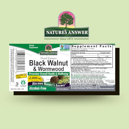Nature's Answer Black Walnut and Wormwood Complex Alcohol Free - 1 fl oz - Herbal Supplement - Holistically Balanced