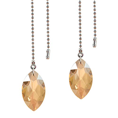 Image of 2 PCS Crystal Champagne Prism Drop Ceiling Fan Pull Chain Extender Decorative Switch
