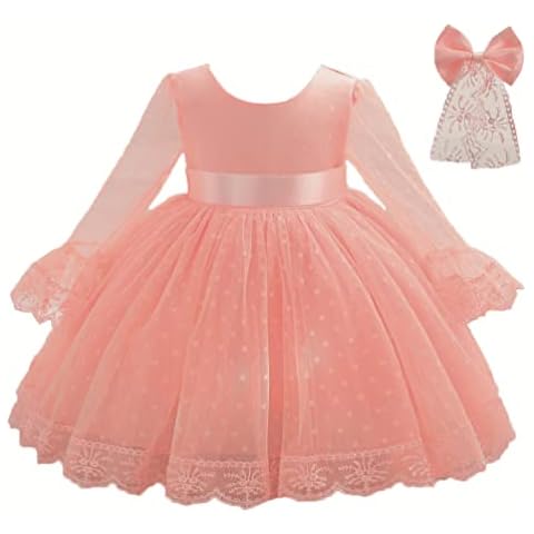 KILO&METERS Pink Formal Prom Wedding Flower Toddler Girl Dress Princess Christening Birthday Party Baby Dress Tutu Ruffle Kid Dress 6-12M Cover