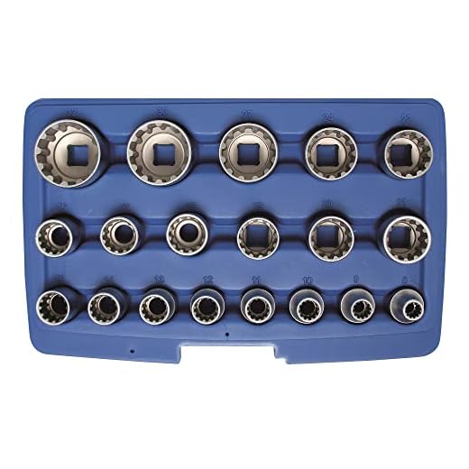 BGS 2152 | Steckschlüssel-Einsatz-Satz Gear Lock | 19-tlg. | 12,5 mm (1/2") | E-Profil / Zollgrößen | CV-Stahl