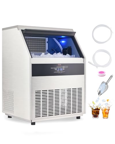 VEVOR Commercial Ice Maker Machine, 360lbs/24H Ice Maker Machine with 88lbs Storage Capacity, 160 Ice Cubes in 15 Minutes, LED Digital Display Freestanding Self-Cleaning for Bar Office Restaurant