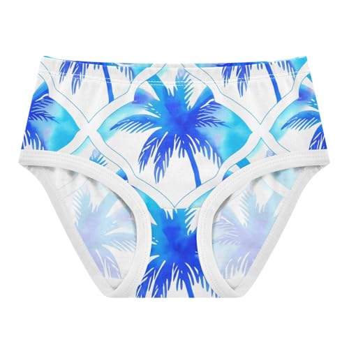 Cotton Toddler Underwear Floral Blue Palm Moroccan Arabesque Quatrefoil Girl Panties Cute Fun Briefs Kids Undies 2t