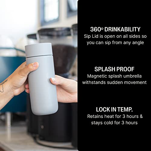 Image of Fellow Carter Move Mug with 360º Sip Lid - Open Top Coffee To-Go Tumbler with Ceramic Interior, Vacuum-Insulated Stainless Steel, Matte Grey, 16 oz Cup