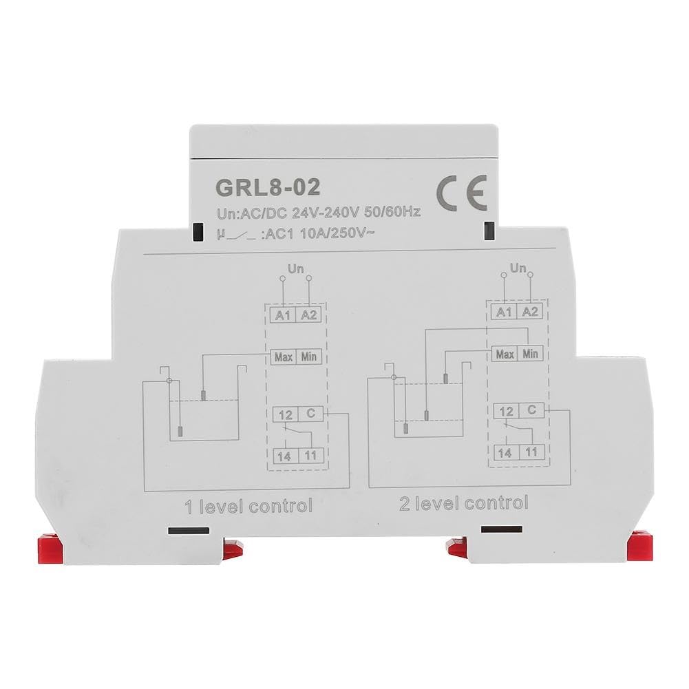 Buyweek GRL8-02 Relais de contrôle de niveau de liquide Contrôleur de niveau d'eau 10 A AC/DC 24 V-240 V