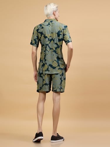 Image of Rigo Printed Co-Ord Set for Men's | Casual Shirt & Shorts Night Suit Set | Lounge-wear Nightdress Pajama Set for Men's | Night Wear, Beach Wear, Vacation Wear Outfit