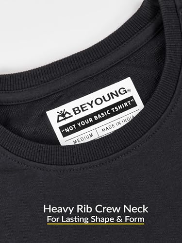 Image of Beyoung Looper Solid Oversized Tshirt for Men | Round Neck | Drop Shoulder | Half Sleeves | Plain Oversized Tshirt