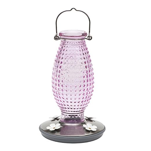 Perky Pet 8131-2 Cranberry Hobnail Vintage Glass Hummingbird Feeder