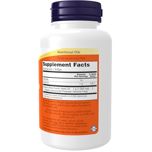 Image of NOW Foods Supplements, Black Cumin Seed Oil, 1,000 mg, Cardiovascular Support*, Softgels, 60 Count (Pack of 12)