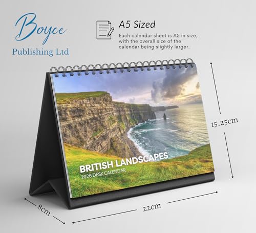 British Landscapes Desk Calendar 2026-2027: Standing Flip Desktop Calendar with Thick Paper (15.25cm x 22cm - similar to A5) - Image 6