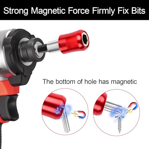 Schnellwechsel Bithalter Magnetisch: 4 Stück 60mm Bit Halter für 1/4-Zoll-Sechskantschaft,Bit Halterung Magnetisch für Bohrmaschine,Schraubendreher,Steckschlüsseladapter