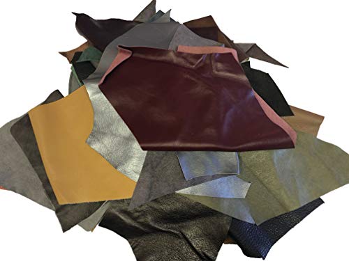 Stonestreet Leather Company 3 Pounds Mixed Color Upholster Leather Scraps for Crafting, Medium & Small Sizes, Ideal for Accessories & More