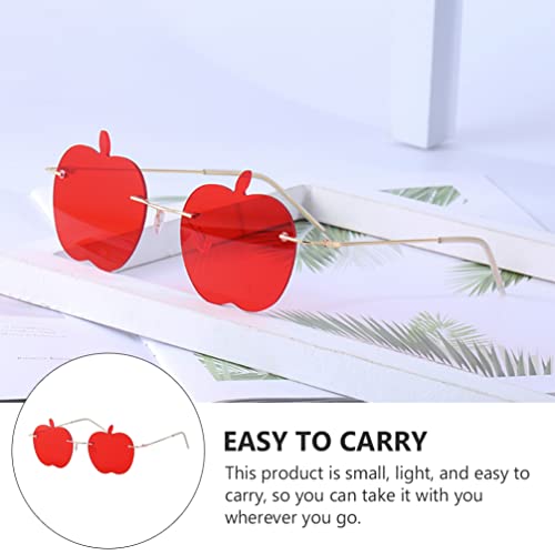 Apple Sunglass Apple Shaped Sunglasses Transparent Tinted Candy Color Eyewear Frameless Glasses for Valentines Day Party Cosplay2
