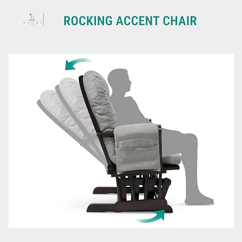 Nursery Glider & Ottoman Sets, Reclining Glider Rocker with Ottoman, Nursery Rocking Breastfeeding Maternity Chair for Baby Room, Recliner Glider with Ottoman, Padded Arms - Espresso, Dark Gray - Image 5