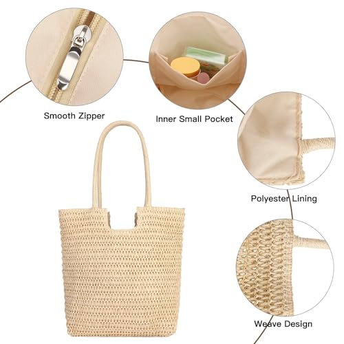 Image of RNIEGA Straw Beach Bag for Women Small Woven Crossbody Bag Summer Mesh Hollow Beachy Purse Shoulder Bag for Vacation