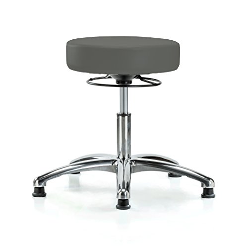 Image of Perch Chrome Medical Stool, 360 Ring, Glides, 18 inch-23 inch, Charcoal Vinyl