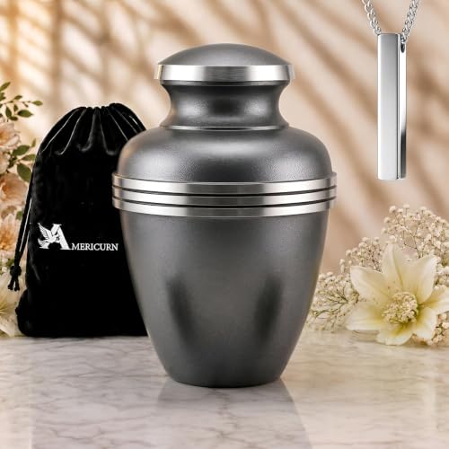 Grey & Silver Cremation Urns for Human Ashes Adult Male & Female Set of 2