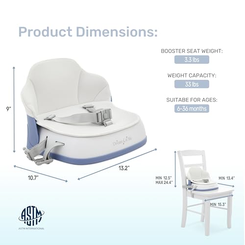 Image of Dream On Me Cozy Pod Baby Booster Seat for 6-36 Months, Portable Travel Booster Chair with 3-Point Safety Harness & 2 Fixing Belts, for Table & Dining, Lightweight Foldable & Easy to Carry - White