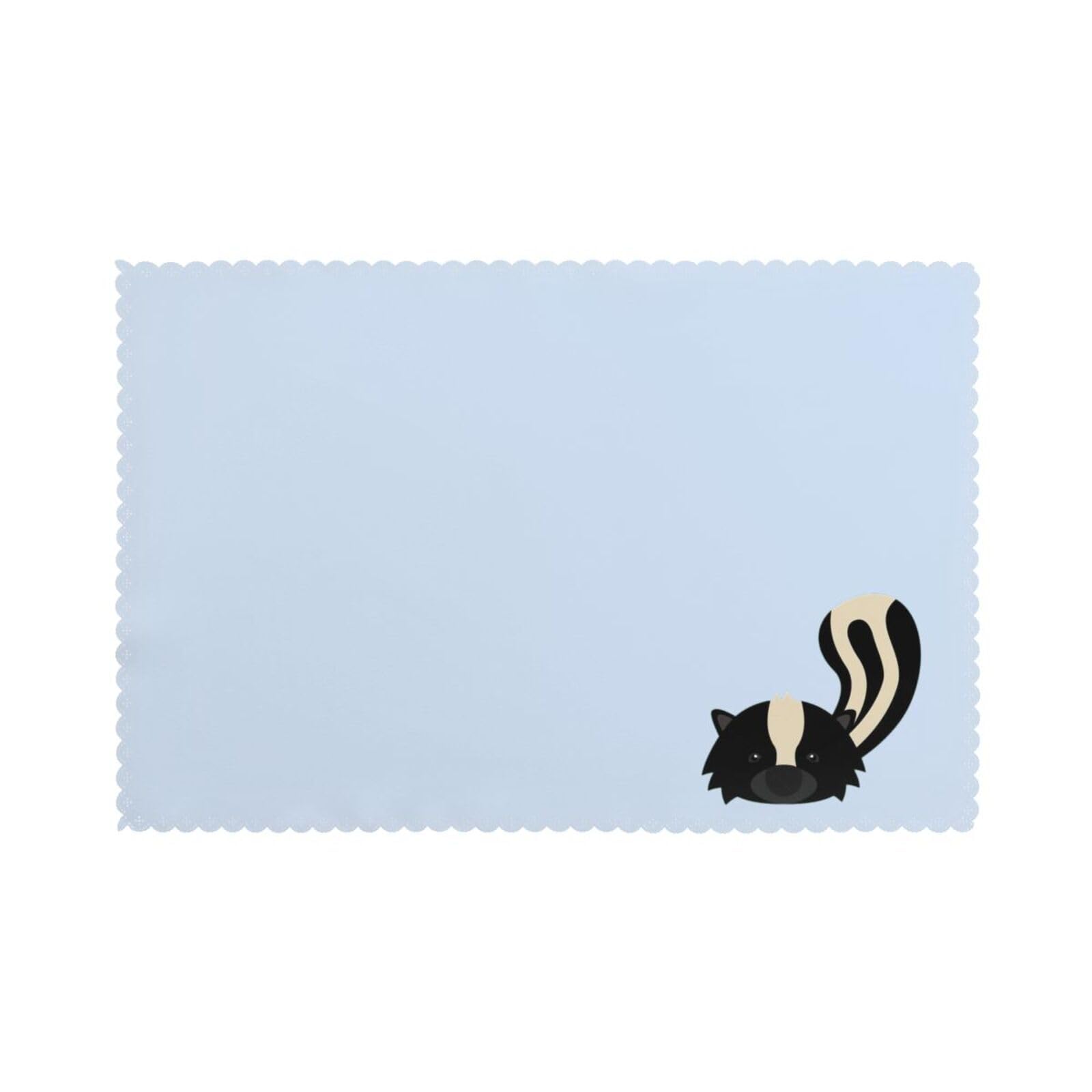 Skunk Print Placemats for Dining Table Set of 6 12x18 Inch Table Mats for Party Kitchen Dining.