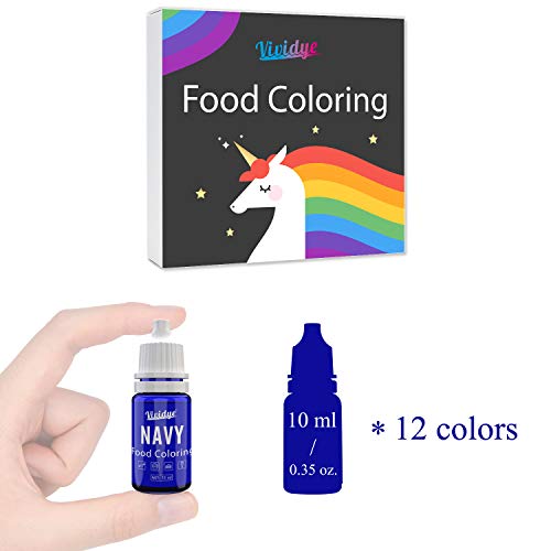 Vividye Food Coloring Set - 12 Vivid Colors Food Coloring Set for Baking, Cake Decorating, Cookie, Fondant and Macaron - Liquid Tasteless Food Color Dye for Handmade Crafts Making - .35 fl. oz. Each