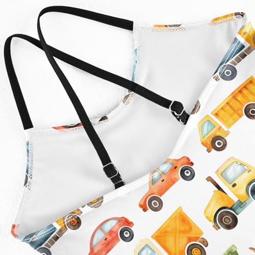 ALAZA Watercolor Car Girls Swimsuit Bathing Suit Beach Swimwear One Piece 3-10T4