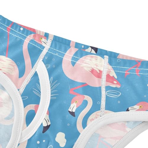 KLL Flamingo Pattern on Blue Background Toddler Boy Soft Athletic Underwear Breathable Children Undies4