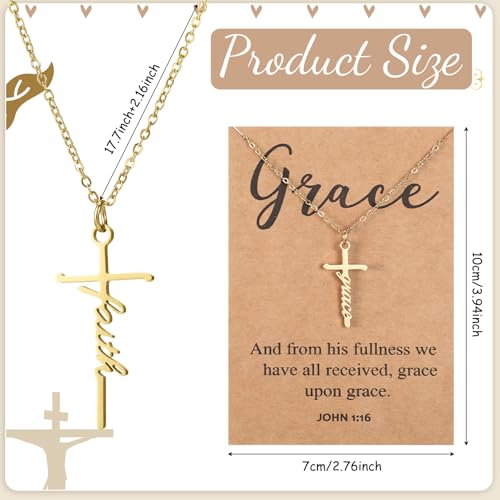 Tondiamo Faith Cross Necklaces Bulk Christian Gifts for Women Easter Religious Gift Bible Verse Card, Gold2