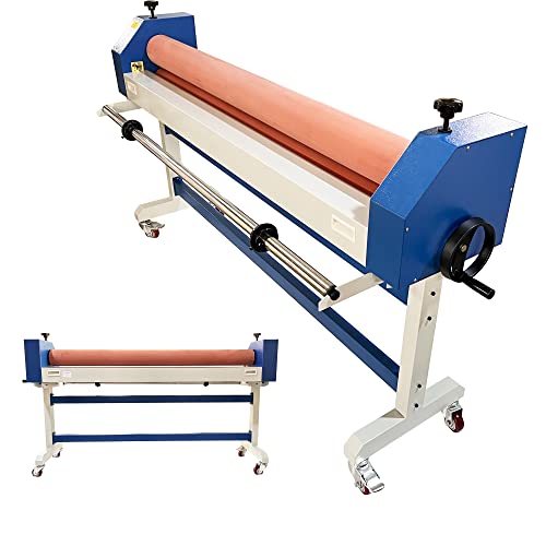 EQCOTWEA 51in/1300mm Cold Laminator Machine Manual Cold Roll Laminating Machine, Soft Rubber Roller, 1in Max Thickness for Posters Painting Advertising Photographs Wide-Format Press Laminating