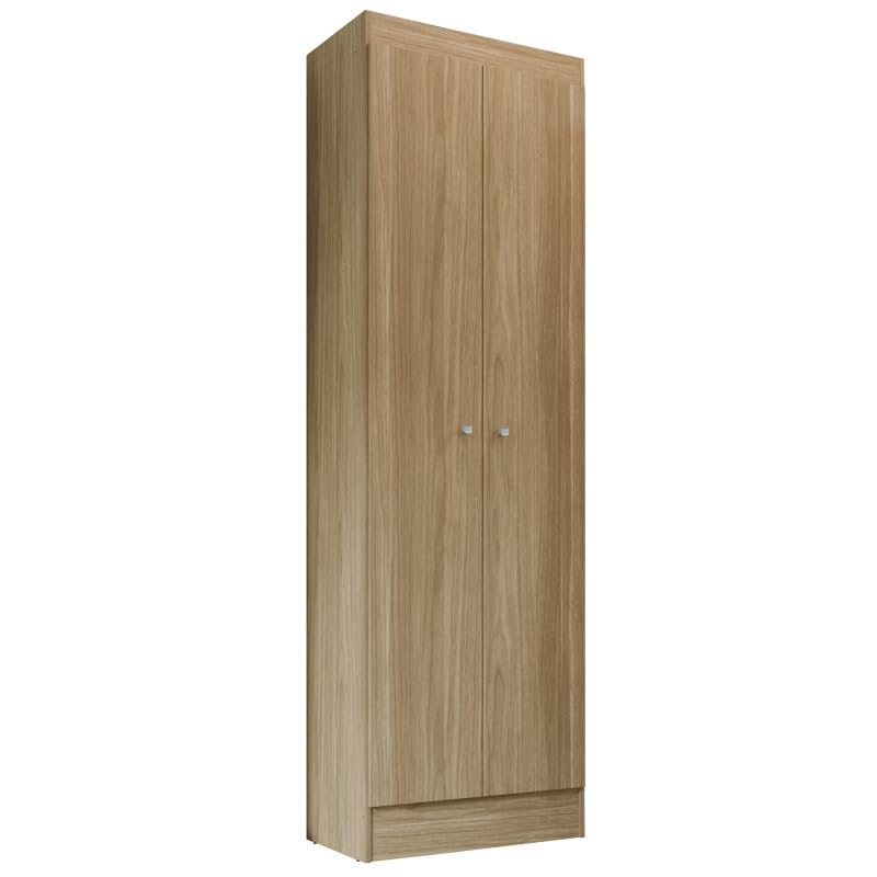 ACTUAL DIFFUSION Armoire Multifonctions Imitation Chêne 2 Portes 6 Niches 5 Étagères L 63 H 180 P 35 cm