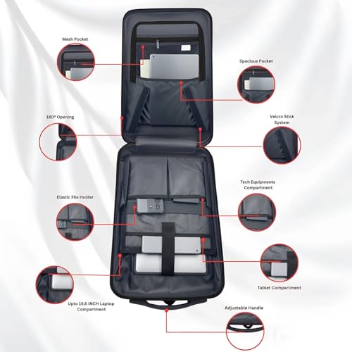Image of Tukzer Hard Shell Laptop Travel Backpack Aliens Series-Polycarbonate Material with 7 Multi-utility Compartments for Laptops up to 15.6 inch,Tablets, ipad, smartphones,powerbank,HDD for Office & travel-BLK