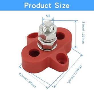 Moicstiy M8 Single Stud Battery Junction Post Power Terminal Block Sets 1 Pair Power and Ground Distribution Studs Bus Bar Connector for RV Boat Truck Car(Red and Black)