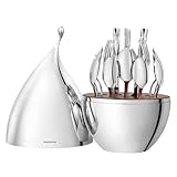 KINGSTONE Silverware Set with Waterdrop Storage Organizer, Luxury 20 Piece Flatware Set for 4, 18/10 Stainless Steel Cutlery Set with Diamond Cut Pattern Ideal for Kitchen,Party and Gift​
