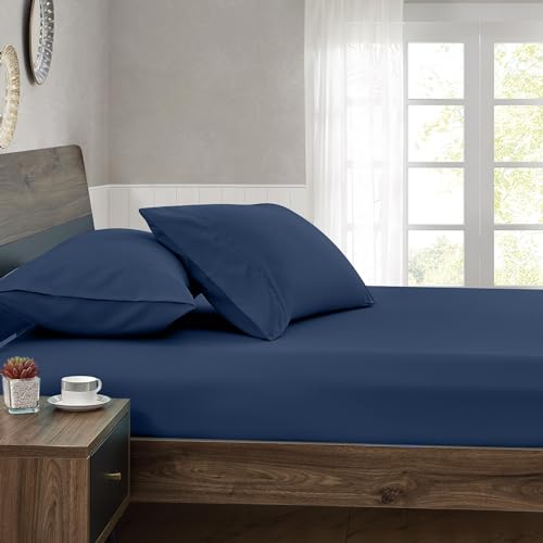 FreshCulture King Fitted Sheets, Bulk Pack of 6, Deep Pocket, Soft Microfiber Bottom Sheets for Home, Salons, Hotels, King Size Fitted Sheets Only (Navy Blue)