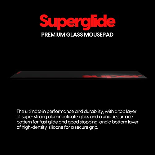 Image of Pulsar - Superglide Premium Glass Mouse Pad XXL ALUMINO-Silicate Glass Surface Anti-Slip Fully Molded high-Density Silicone Rubber 38.5in x 16.5in (XXL, Black)