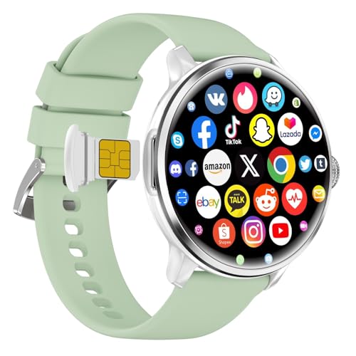 Montre intelligente 5G avec carte SIM, montre intelligente avec appels Bluetooth, écran tactile HD de 1,96 pouces, traqueur de fitness GPS indépendant à...