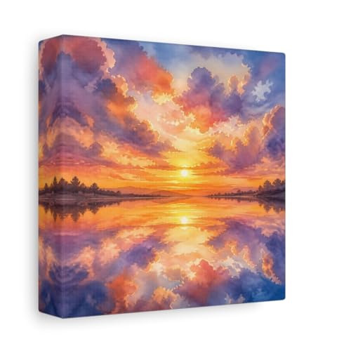 Aquarelle de paysage sur toile déco murale salon moderne 15cm