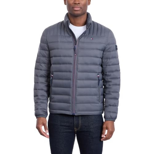 Image of Tommy Hilfiger Mens Embroidered Logo Puffer Jacket