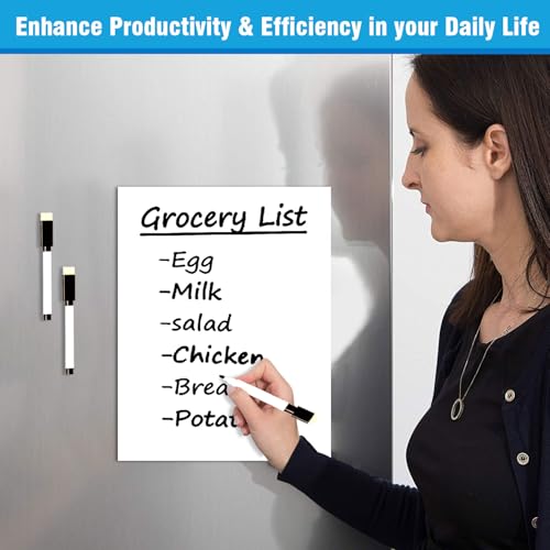 Image of Trueflair Magnetic Board Dry Erase Whiteboard for Fridge, 30 cm x 23 cm, with Black Marker, Waterproof Surface (Pack of 2 PC - A4)