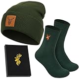 Jadive Geschenke für Jäger Hirsch Strickmütze Jäger Socken Wintermütze Beanie Jagdbekleidung Jagd Zubehör(Klassischer Stil)