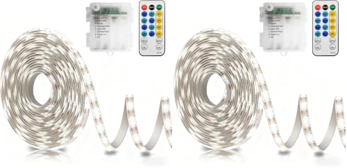 Image of echosari Strip Lights Battery Operated, 16.5Ft 150 LED 2835 SMD Closet Strip Lights with Remote for Bedroom, Kitchen, Cabinet Decor (Cool White) (Pack of 2)