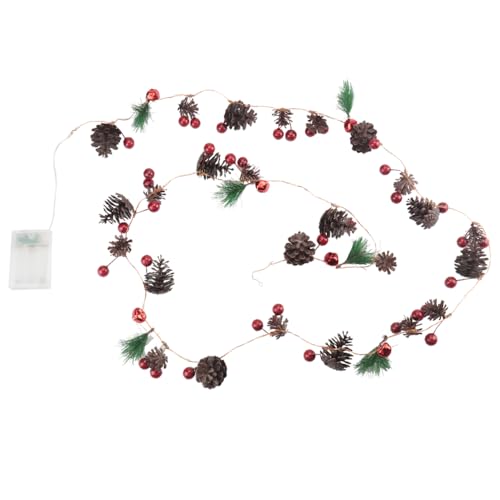 LED装飾ライト 松ぼっくり＆木の実 クリスマス仕様 飾り付け 暖色 点灯/点滅 室内デコレーション (2m)